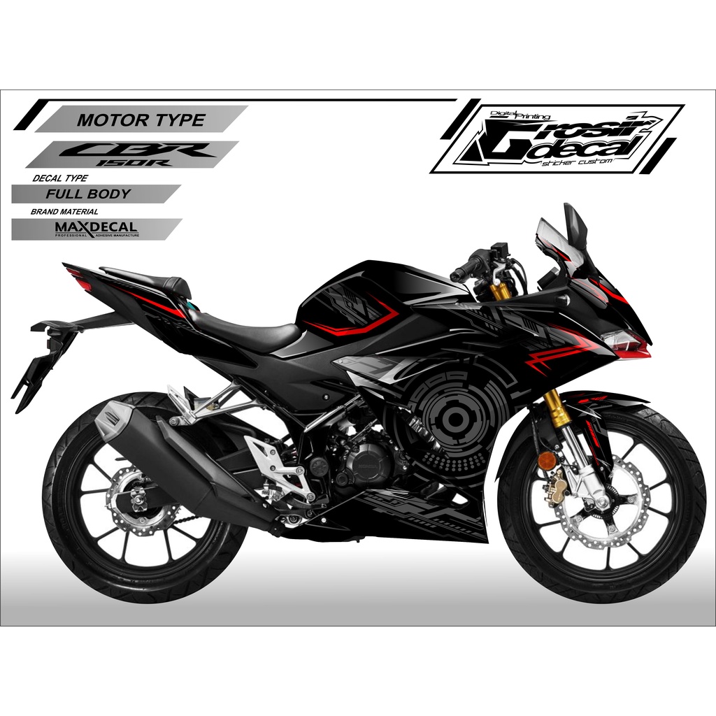 Sticker Decal Stiker CBR 150R New 2021 - 2022 Black Decal Sticker CBR 150R 2021 - 2022 Hitam