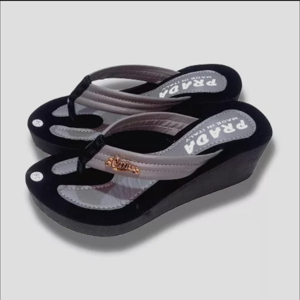 sandal prada wanita sandal wedges wanita terbaru