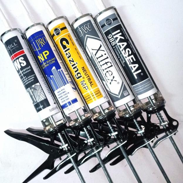 

PAKET GUN+SILICONE SEALANT NETRAL /NON ASAM OUT DOOR IN DOOR USE - Bening Clear