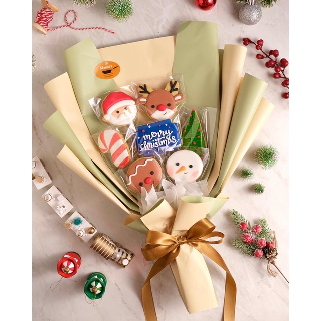 

Cookies icing | kukis hias cake kue natal christmas buket bouquet