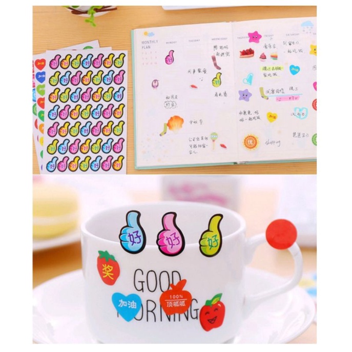 

KiSy.Shop 1pcs Sticker huruf mandarin hao good chinese letters Huruf Angka Stiker huruf besar kapital Numbers Letters Alphabets Alfabet stiker reward anak