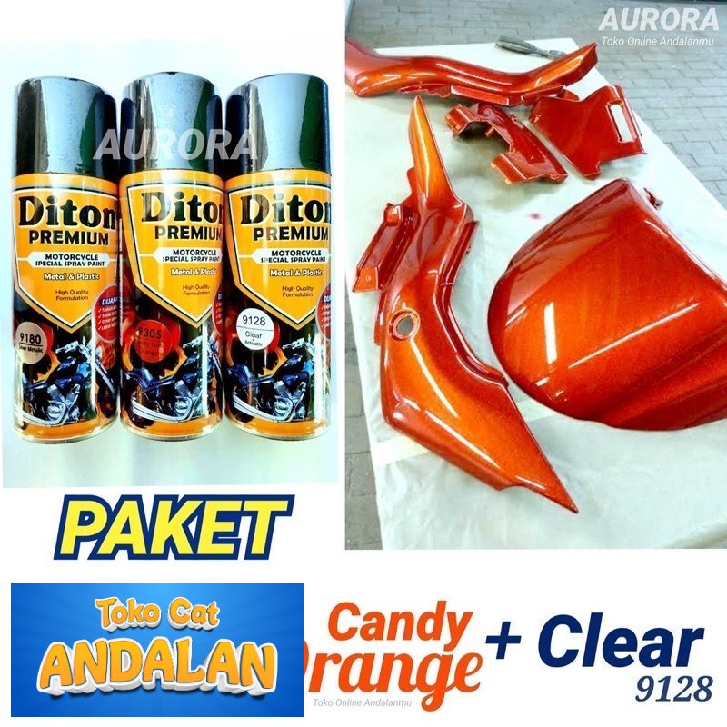 

PAKET Pilox Diton Premium Candy Tone Orange 9305 Oranye Candytone Silver Metallic 9180 Clear 9128