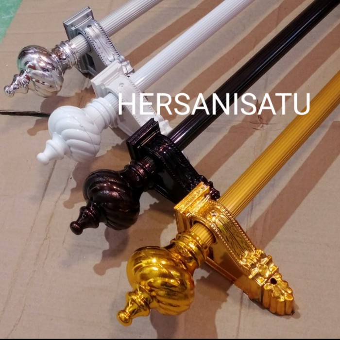 Gorden New Breket Batang Gorden 1 Meter Full Set Tirai Jendela Besi Hordeng
