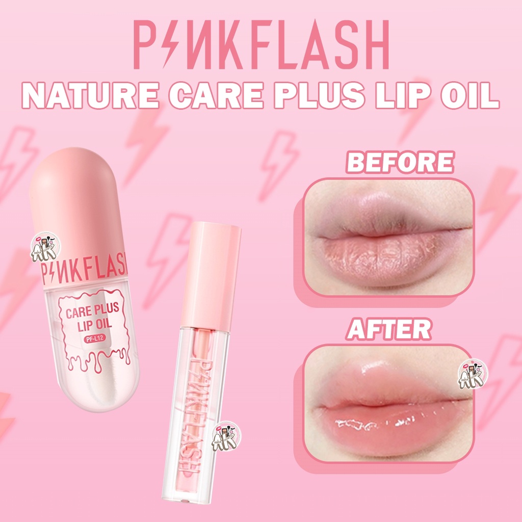 PINKFLASH LIP OIL CARE PLUS /  MOISTURIZING LIP OIL / LIP BALM / LIP GLOSS / WATERPROOF MULTI USES