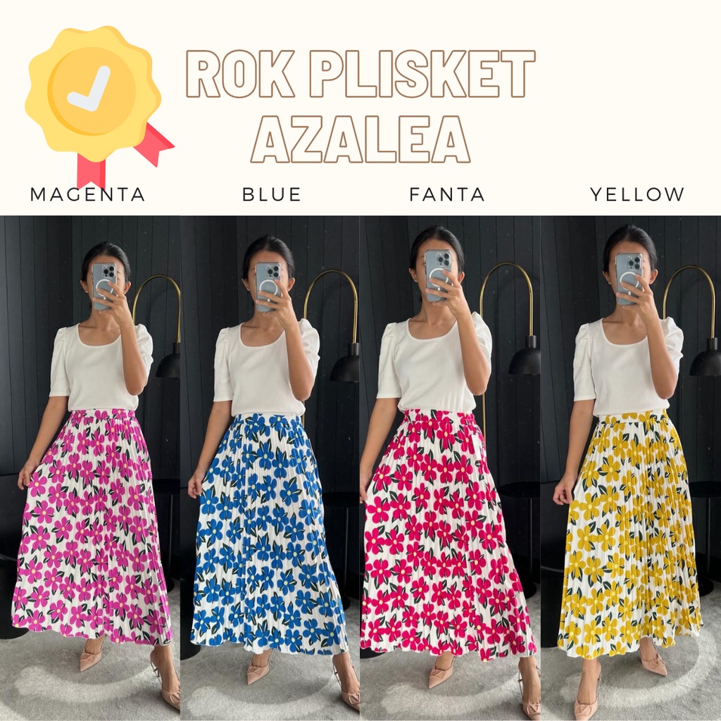 (4pt AZALEA) MBL Rok Plisket / Pleated Skirt / Motif Hyget Super Khusus Grosir Serian 4 Warna