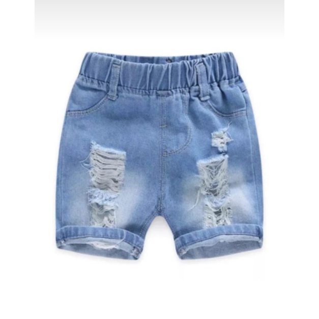 CELANA JEANS SOBEK ( TEMBUS ) PENDEK ANAK UNISEX