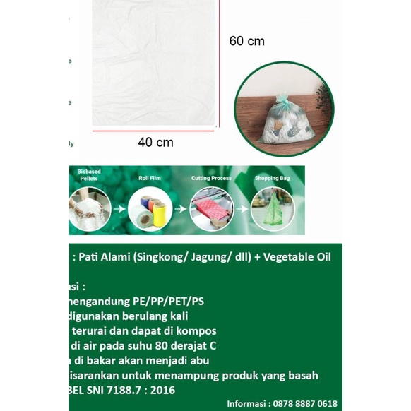 

Kantong Plastik Singkong Polos (Medium) / Cassava Bag BIODEGRADABLE