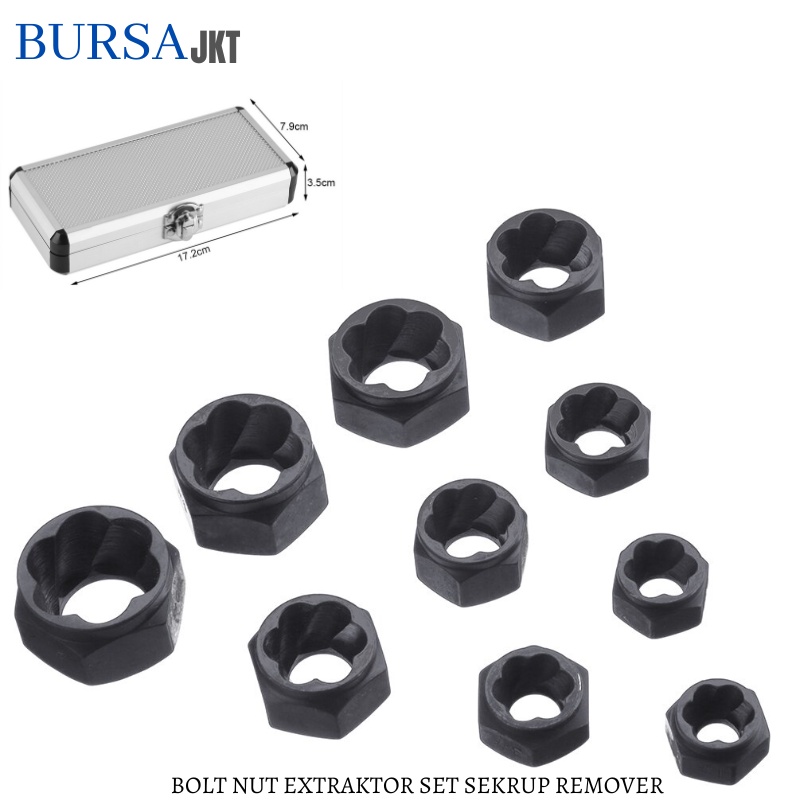 PEMBUKA BAUT MUR RUSAK BOLT NUT SHORT BOX REMOVER EXTRAKTOR ISI 10PC