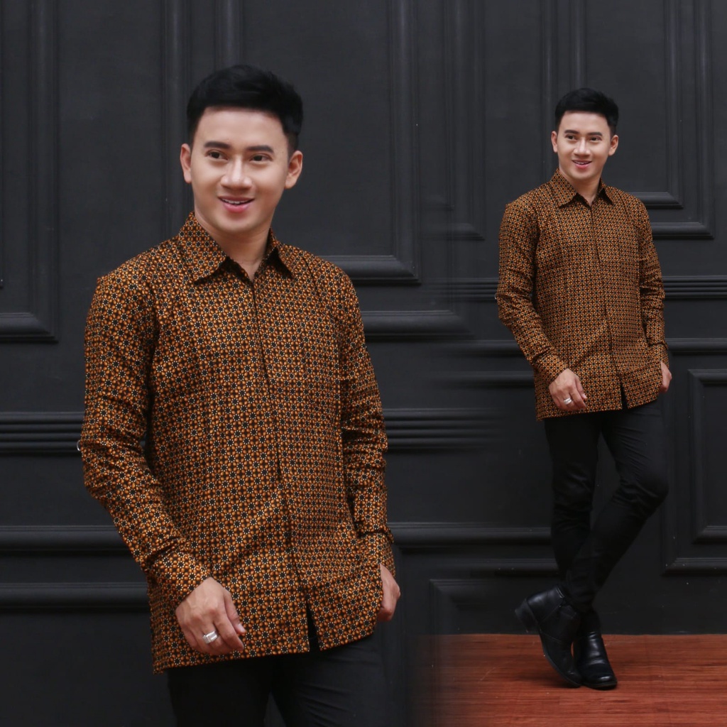 KEMEJA BATIK PRIA LENGAN PANJANG  EXLUSIF/CASUAL MODIS SLIM FIT TRENDY MASA KINI