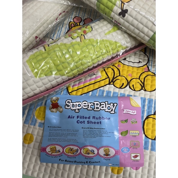 (1pcs) Perlak Ompol Bayi Karet Waterproof motif SuperBaby TERMURAH