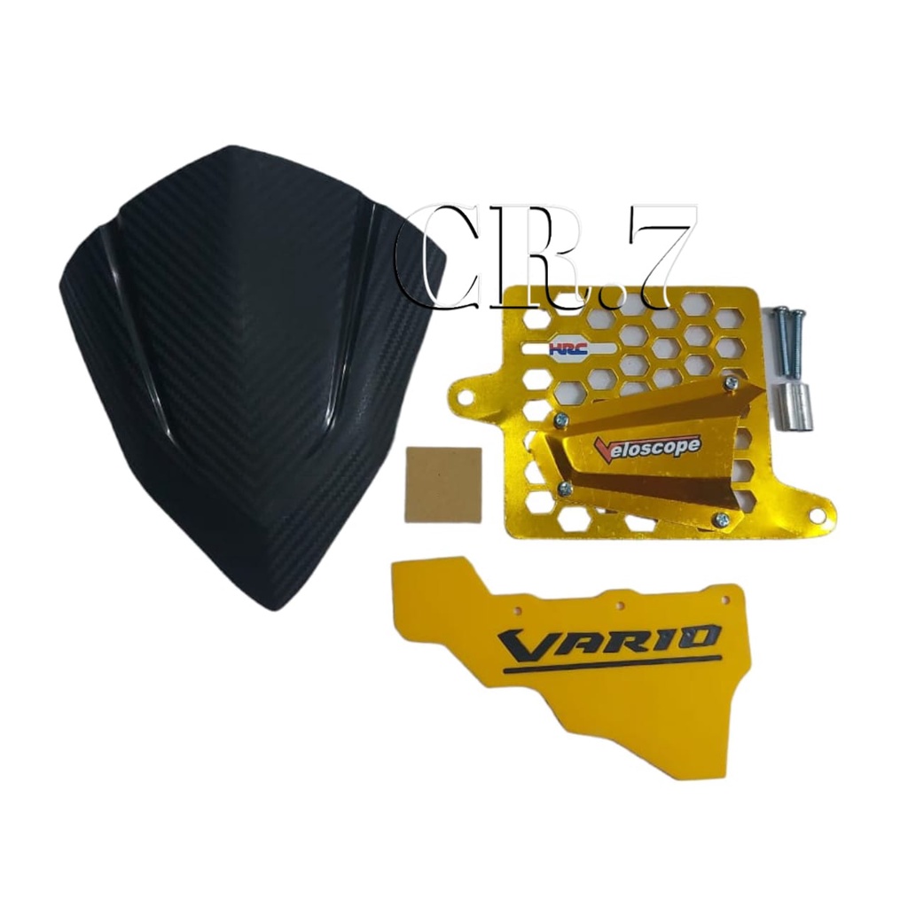 PAKET PROMO(3IN1) VARIO 160 NEW CBS VISOR CARBON +COVER TUTUP RADIATOR+MUDFLAP VARIO 160 NEW CBS 1SE