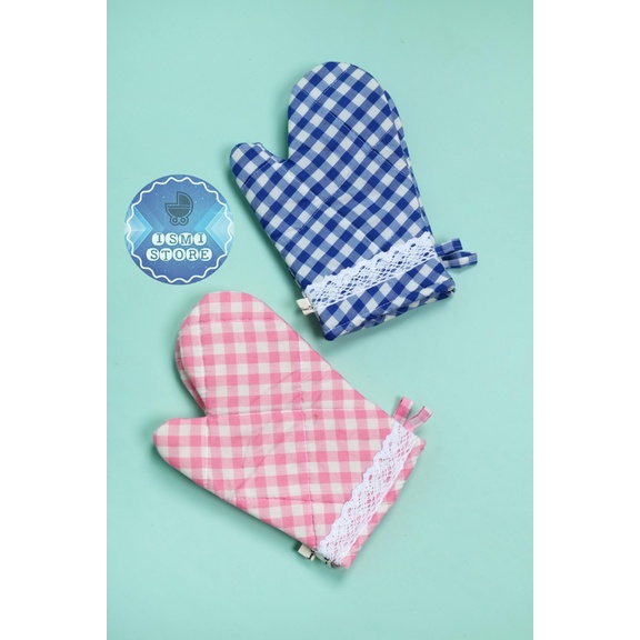 SARUNG TANGAN OVEN Microwave Anti Panas Harga Satuan Hand Glove (1 pc) Cempal Tangan Oven Motif Kotak Gingham by Ismi Store