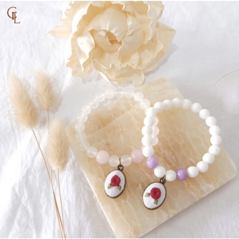 Embroidered Gemstone Bracelet Charalo - Gelang Batu Asli