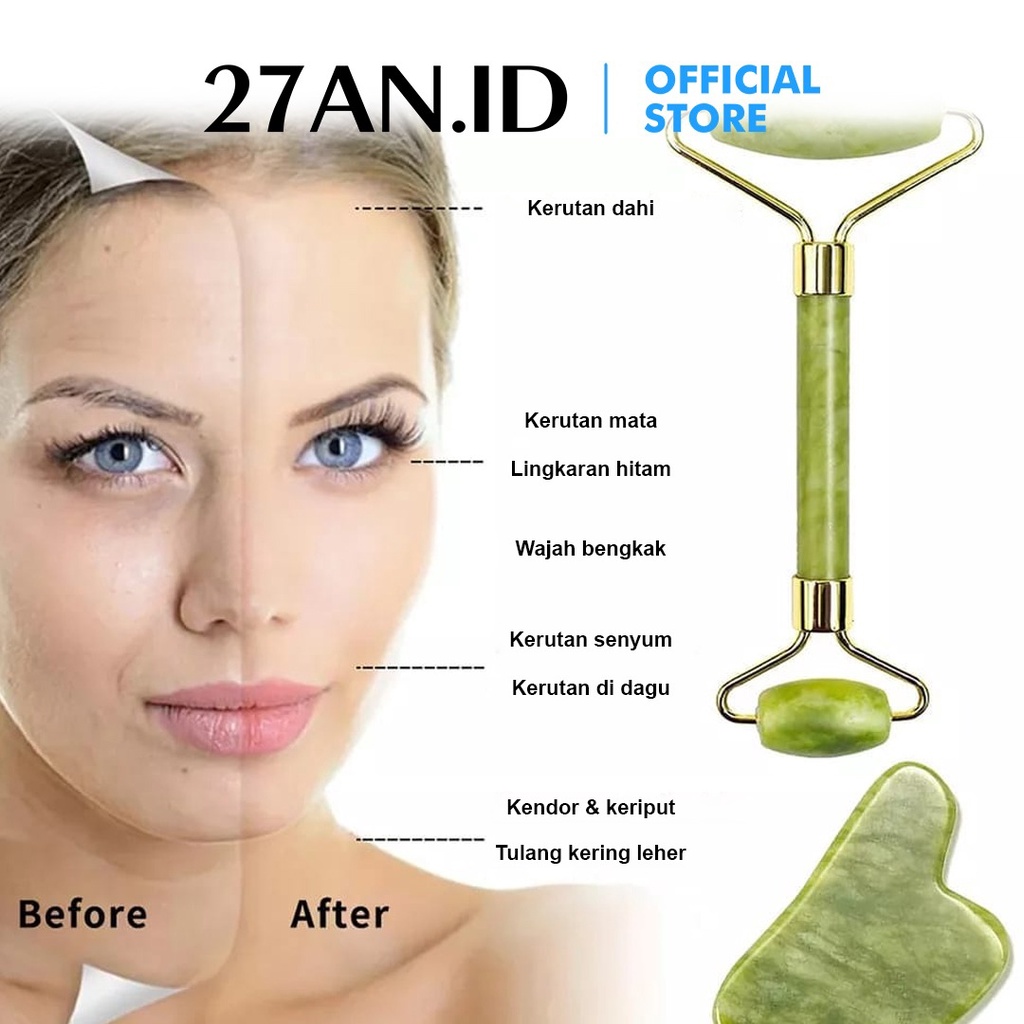Alat Pijat Wajah Jade Roller Massager E426 Facial Message Batu Roller Giok Stone-7