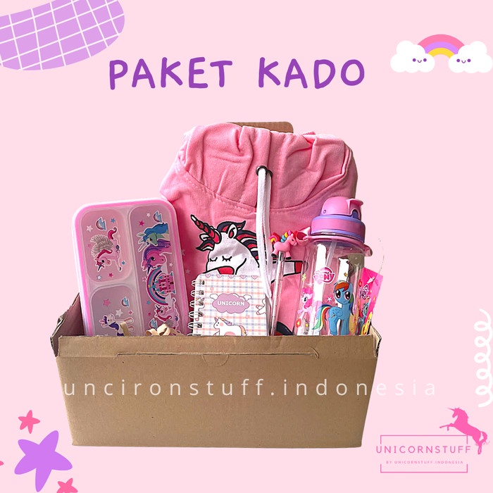 Unicorn Box Paket kado Pony Hadiah Ulang Tahun Set Anak Perempuan Cewe