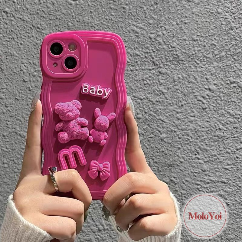 Casing iPhone 11 12 13 14 Pro MAX 7 8 + XR 14 + X XS MAX Motif Boneka Beruang 3D