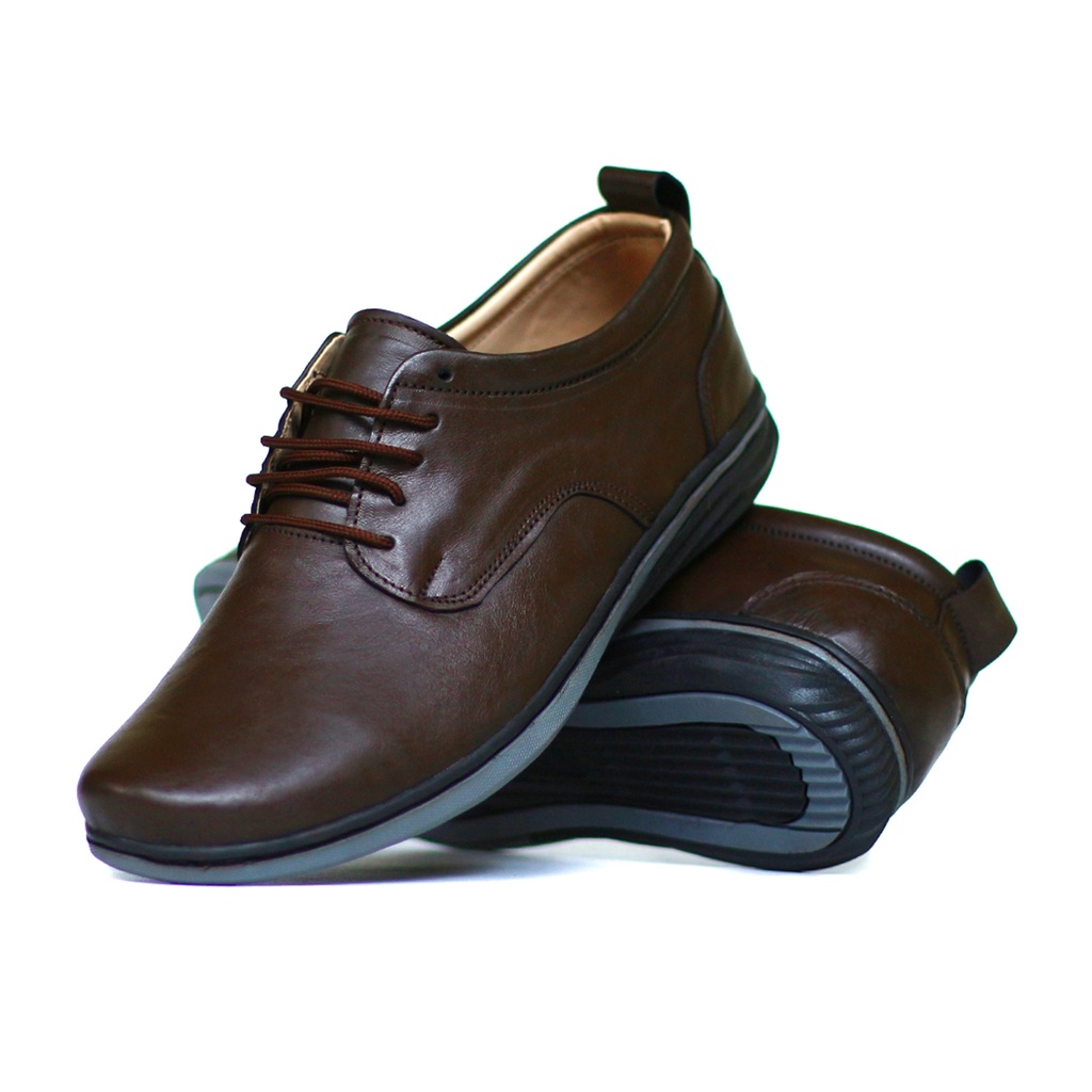 STONE BLACK BROWN || Sepatu Formal Kulit Asli Full Hitam Coklat Tali Pria Pantofel Kerja Kantor Dinas Resmi Guru PNS Kantoran Pesta Undangan Kondangan Nikah Wisuda Kuliah Casual Oxford Trandy