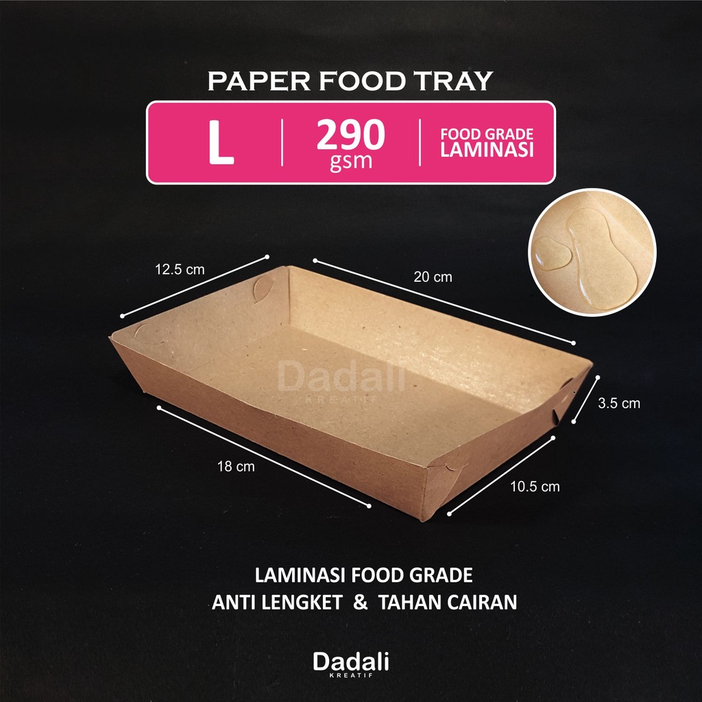 Paper Tray Dine In Laminasi L/M/S/B Kraft Coklat Tebal 290gsm Image 2