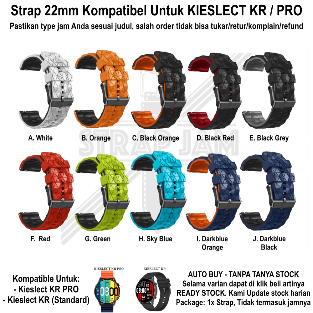 HPF Tali Jam Tangan 22mm Kieslect KR Pro - Strap Rubber Silikon Tebal Premium Diamond Shape