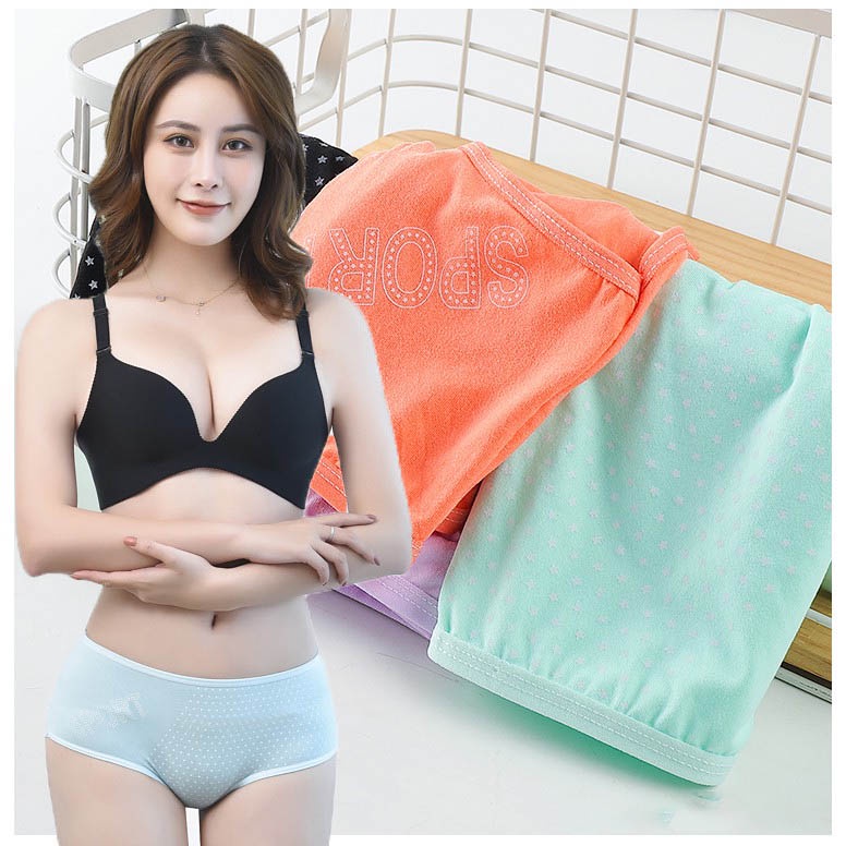 BEE - Celana Dalam Mid Waist Cd Motif Bunga Bahan Katun Import Undies 3108