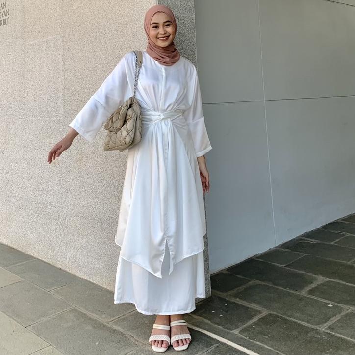 ➥☈✥ DEZHAF - Plain Tunik Kaftan | Dress Satin Model Baru