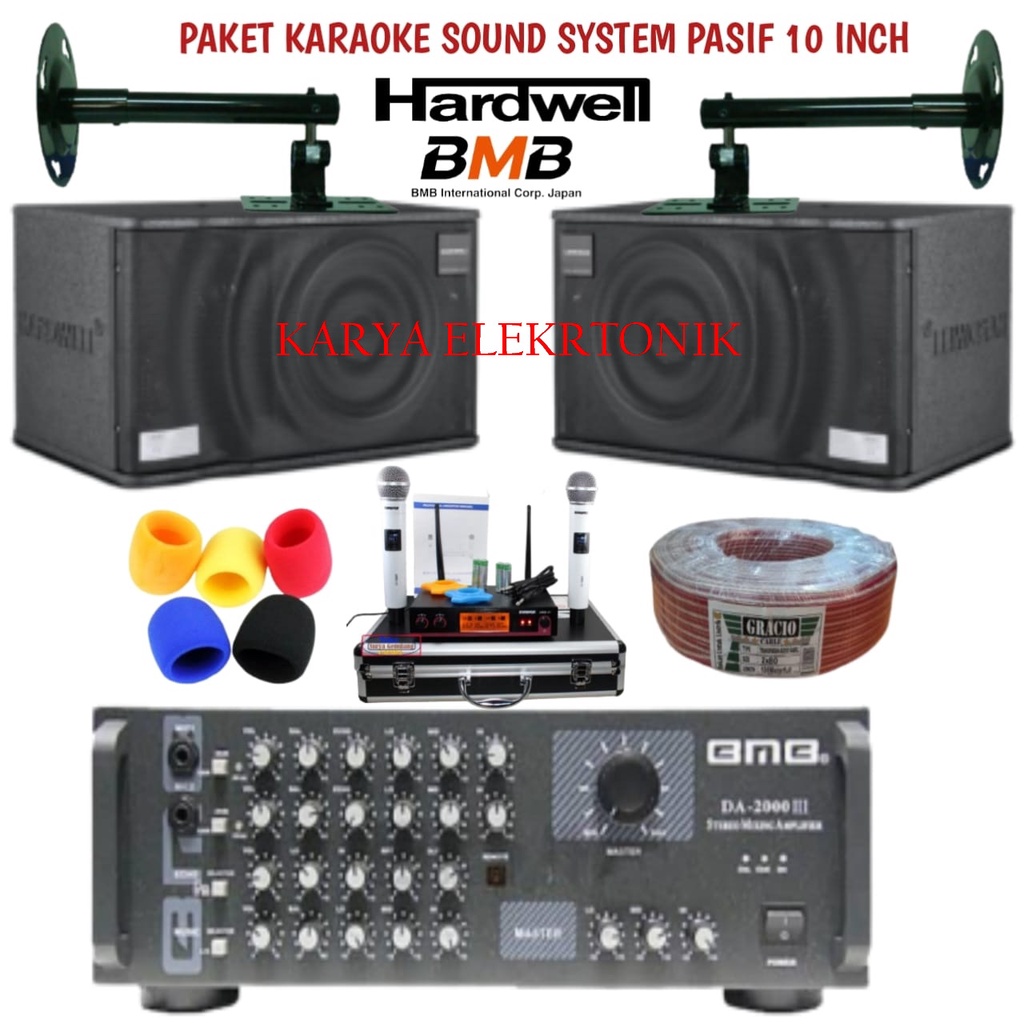 paket karaoke speaker pasif hardwell pmr10 +BMB DA 2000 III original plus mic wireless shure URD11 d