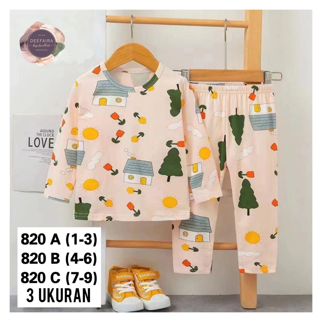 Baju Piyama Anak Untuk Umur 1-9 Tahun Motif Rumah Poh0n Baju Tidur Nyaman Bahan Lembut