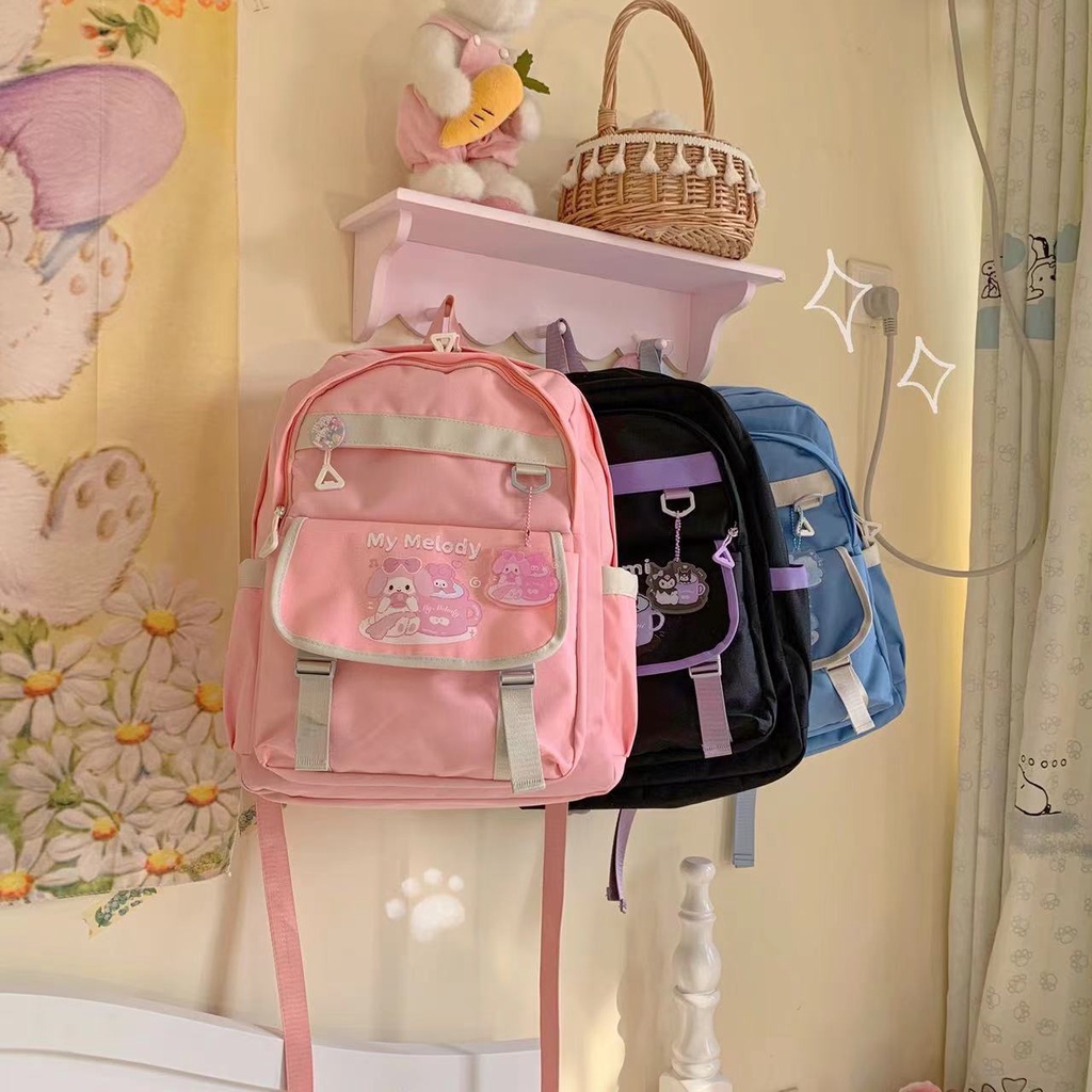 Sera Jepang tas sekolah ransel pesta siswa harian lucu kapasitas besar lampu Sanrio all-match