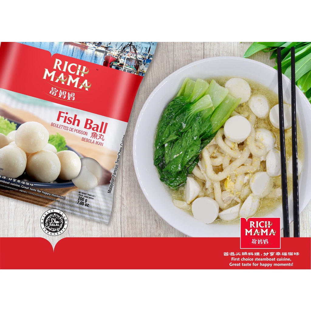 Frozen Seafood Rich Mama Fish Ball 200 gr Bakso Ikan Suki Steamboat Import Halal