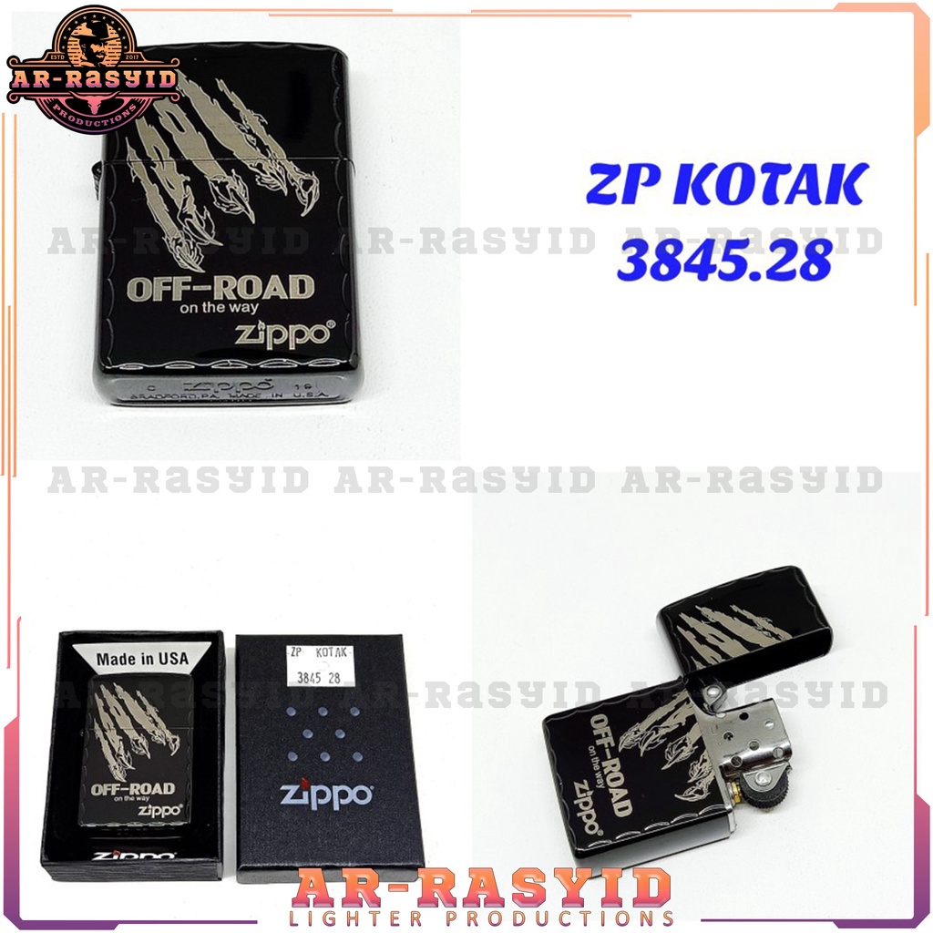 Korek Api Minyak Zippo Black Ice Hitam Light Gerigi Motif Macan Tiger