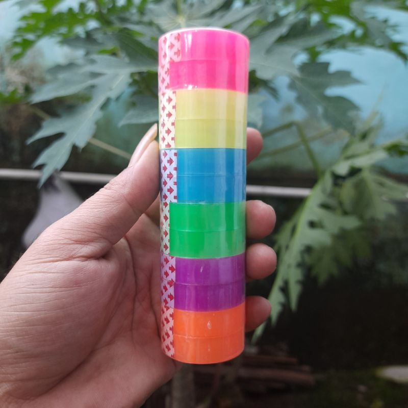

12 pcs Isolasi kecil bening transparan warna warni