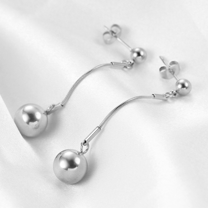 Fancyqube Anting Gantung Panjang Model Manik-Manik Bahan Metal Gaya Punk Untuk Wanita