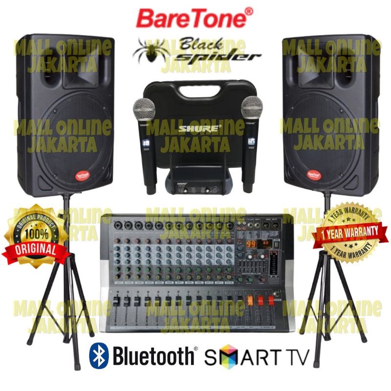 paket sound system baretone 15 inch power mixer 12 channel 1530w baretone 1530