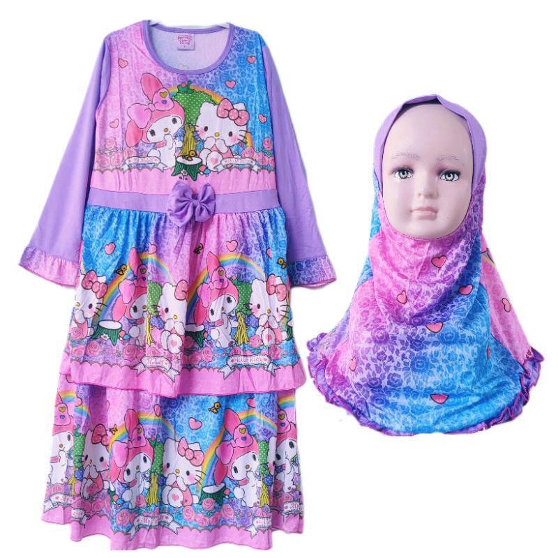 Gamis Anak 4 5 6 7 8 9 10 Tahun Anak Cewek Perempuan princess Gamis Karakter kudaponi barbie princes viral terbaru kekinian Fatonahshop