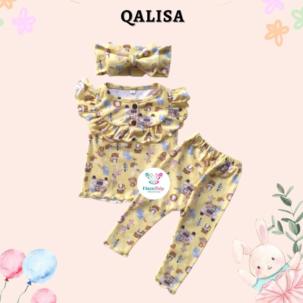 Plazababyku MX QALISA setelan bayi motif bunga yang lucu + free headband PART2