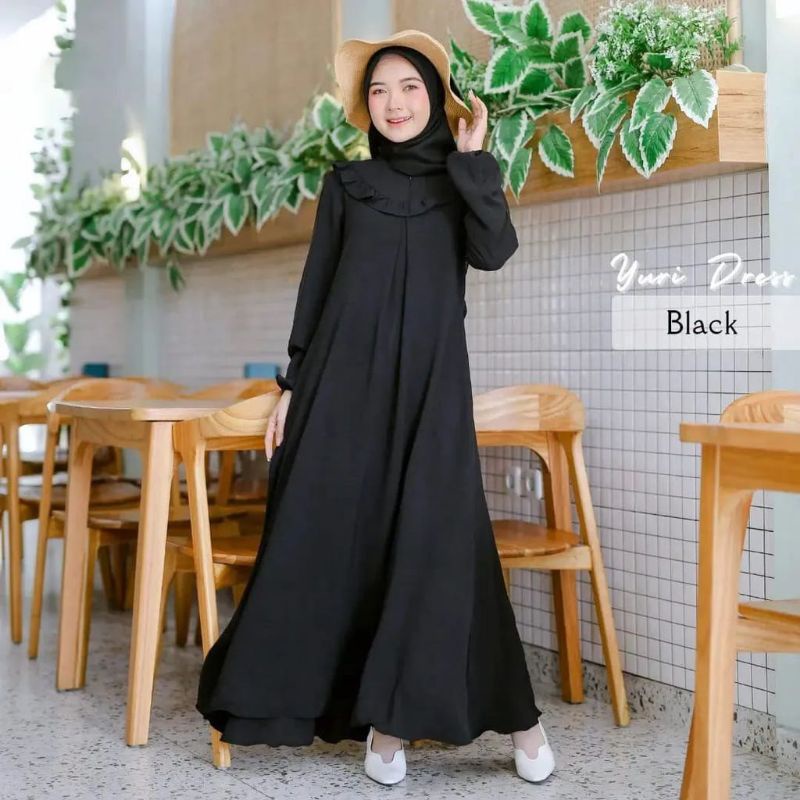 Dress maxi yuri ,crinkel air flow/GAMIS REMAJA PEREMPUAN/Dress remaja wanita/gamis wanita terbaru/terlaris