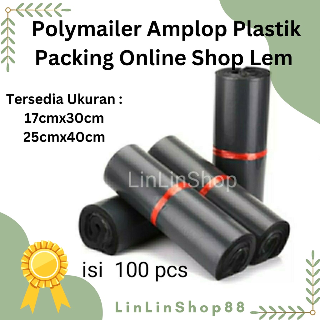 Polymailer Amplop Plastik Packing Online Shop Lem 25x40 isi 100 pcs - 25cm x 40 cm