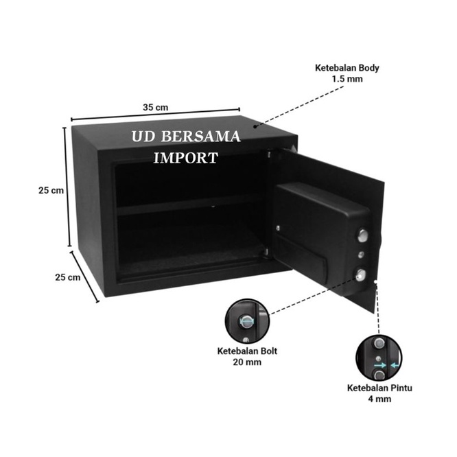 KRISBOW Brankas Besi/Brangkas/Berangkas 16L 25SAV/Steel Safe - Hitam