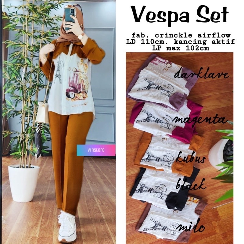 VESPA SET/SETELAN CRINKLE TERBARU MOTIF VESPA