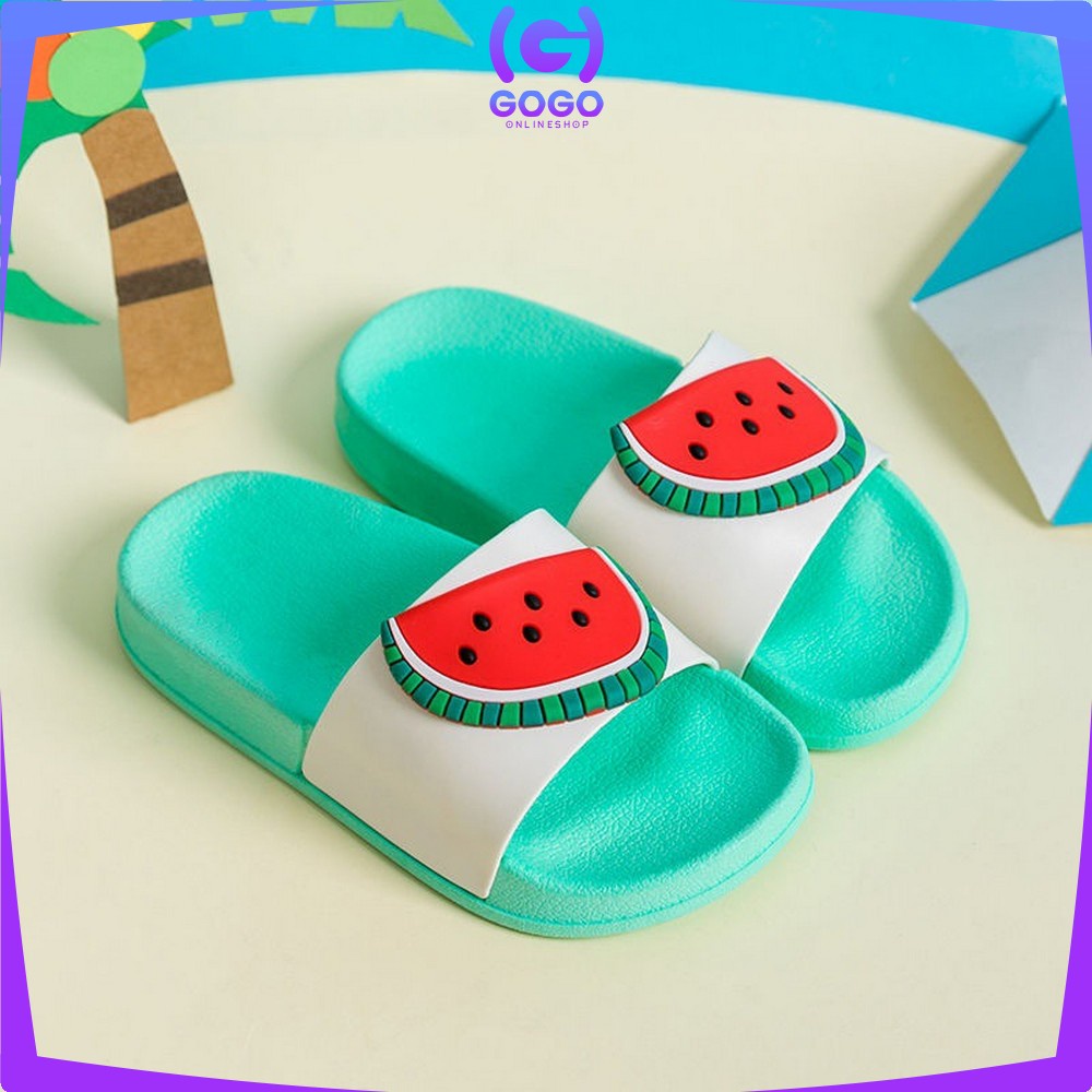 GOGO-S47 Sendal Anak Perempuan Slip On Bahan PVC Motif Buah Empuk Anti Licin /  Sendal Selop Nanas Gemoy Unisex Cewek Cowok Korean Style / Slipper Fruity Soft Elastic Import