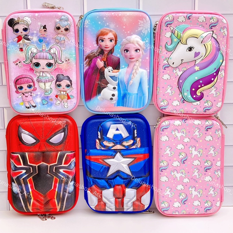 

Delunashop DL675S Tempat Pensil Karakter Timbul Frozen LOL Unicorn Superhero Sequin Glitter Kotak Pensil Anak