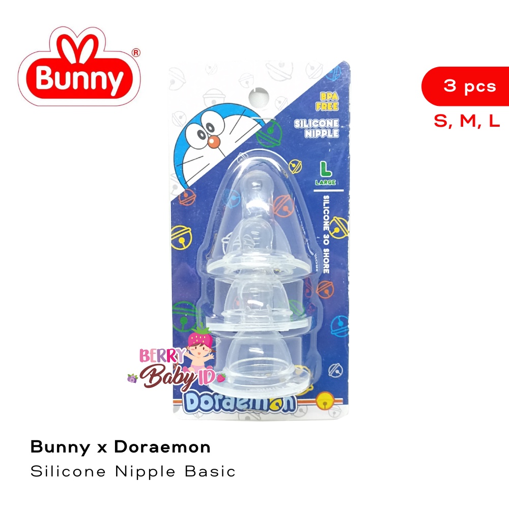 Lusty Bunny Doraemon Silicone Nipple Basic 3 Pc Dot Botol Susu Bayi Berry Mart