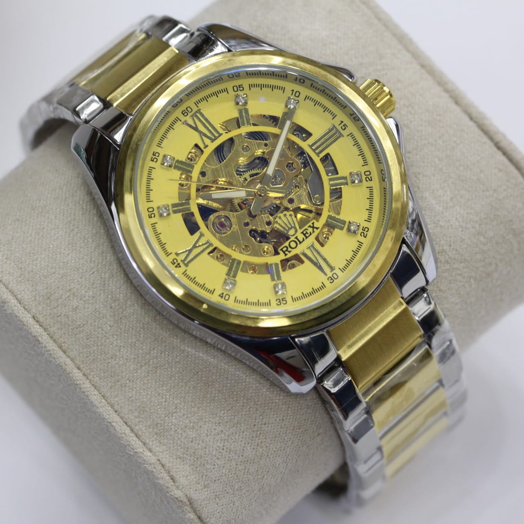 JAM TANGAN ROLEX SKELETON AUTOMATIC/JAM TANGAN RANTAI STAINLES STEEL/