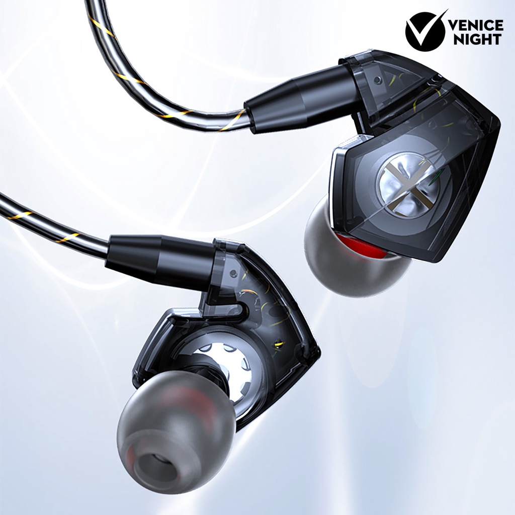 (VNEP) (Berkabel) 3.5mm Dynamic In-ear HiFi Heavy Bass Sport Earphone dengan Mic untuk Ponsel