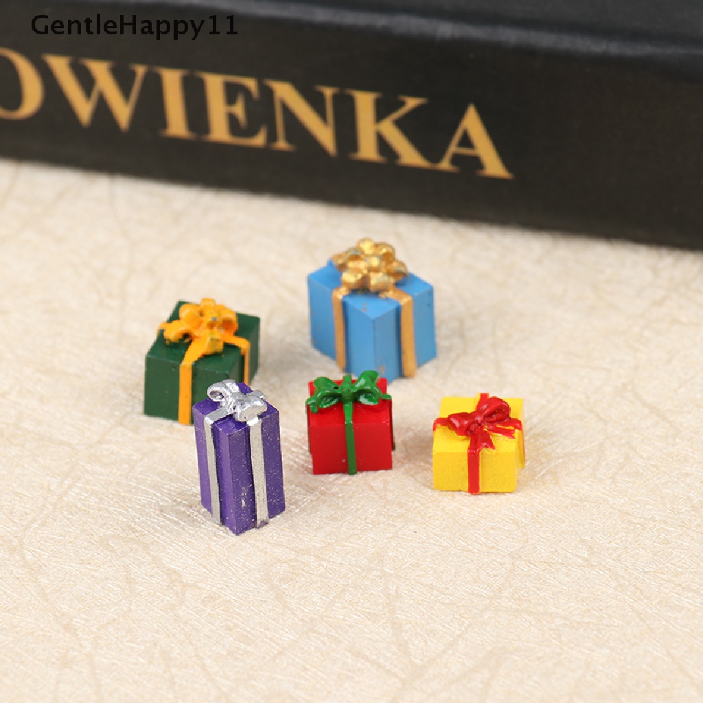 GentleHappy 5PCS 1/12 Scale Miniature Dollhouse Christmas Gift Box Decoration Accessories id