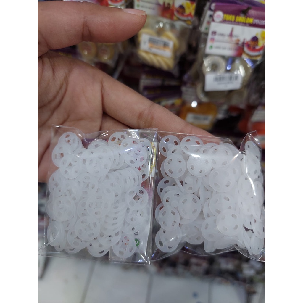 Kancing Cetet/Kancing Klepet original 100% /Jepret Plastik Warna Bening Snap/ PER BUNGKUS