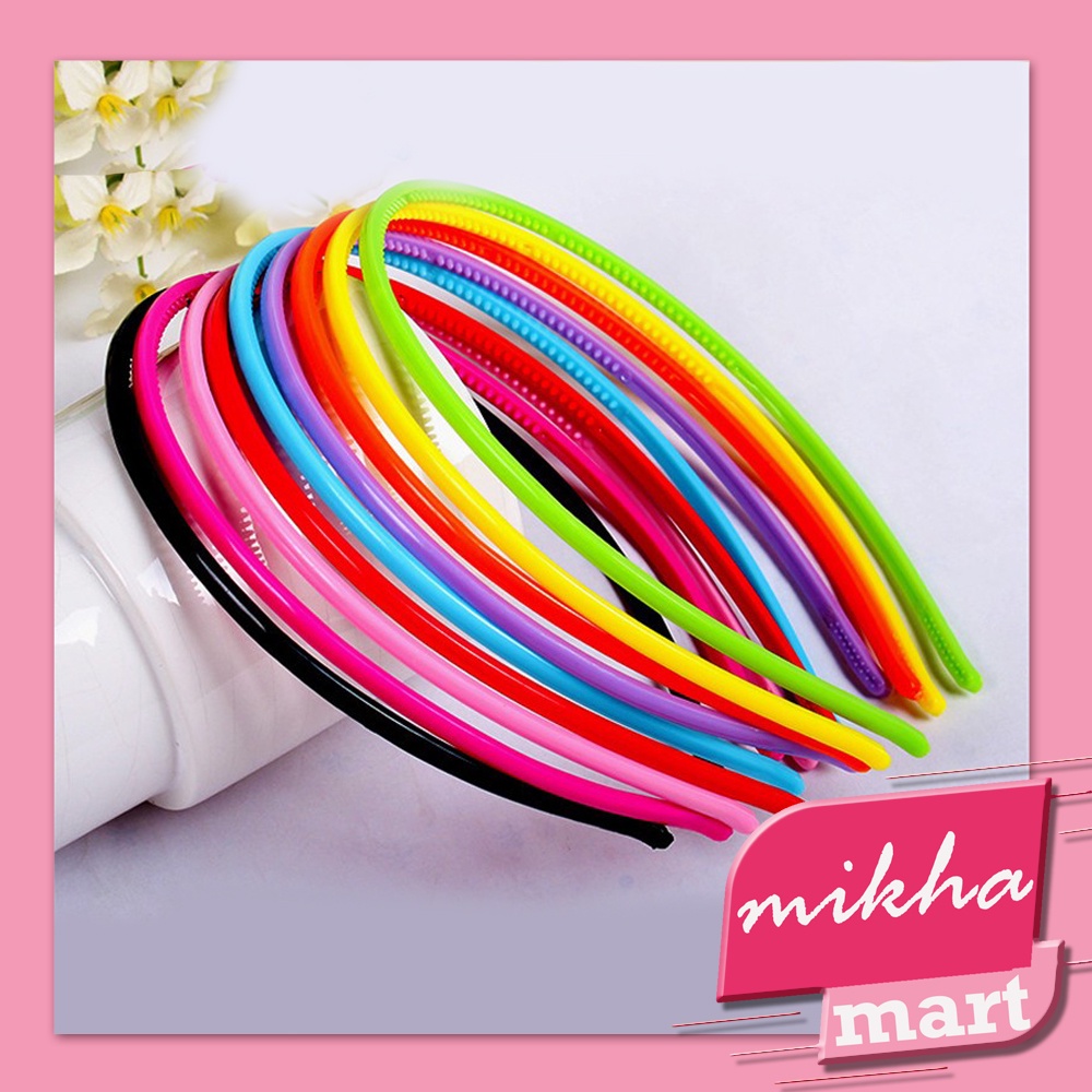 Bando Plastik POLOS Bandana WARNA WARNI Bando Bahan Plastik - MIKHAMART