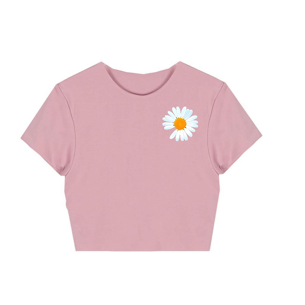 GSC - Kaos Crop Top Double Layer Daisy / Kaos Crop Wanita Motif Print DTF