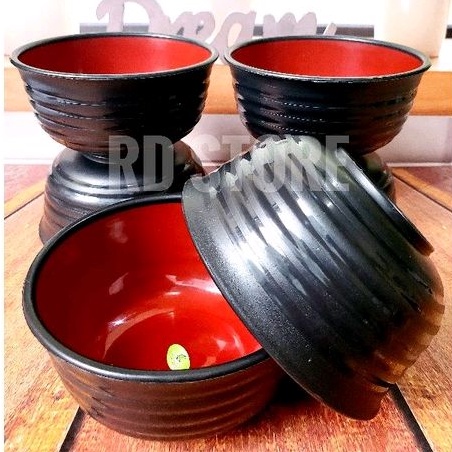 promo 6.pcs mangkok ulir ramen multiwarna bahan plastik food grade..