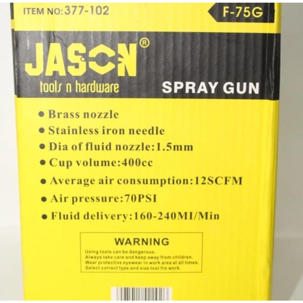 Spray Gun F 75 G Tabung Atas 400mL &amp; Tabung bawah JASON